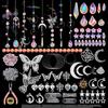 Hanging Crystal Pendant Garden DIY Suncatcher Kits Wind Chimes Rainbow Prism Crystal Chain Home Decorations Garden Sunny Catcher