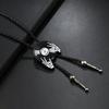 Mens Adjustable Leather Cord Bolo Tie with Enamel Metal Badge Pendant Western Rodeos Outfit Shirt Chain Necktie Necklace