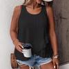 Women's Eyelet Embroidery Asymmetrical Ruffle Hem Tank Top Casual Sleeveless Blouse