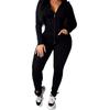Herbst Zweiteiler Damen Langarm Kapuzen Reißverschluss Tasche Sportliche Jacken+Leggings Passende Sets Workout Dehnbare Outfits