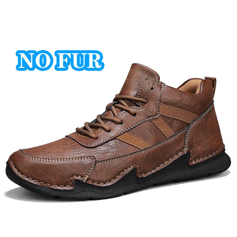 Fashion Retro Style Men Biker Boots Fashion Motorcycle Boots British Style Mens Casual High Top Shoes Leather Warm Plush Fur Ankle Botas