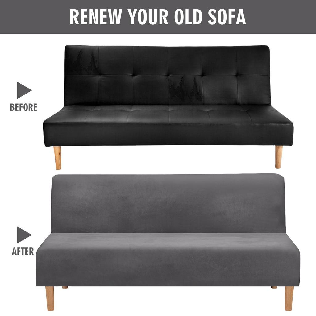 Velvet Stretch Foldable Sofa Bed Cover Futon Covers Elastic Slipcover Furniture Protector