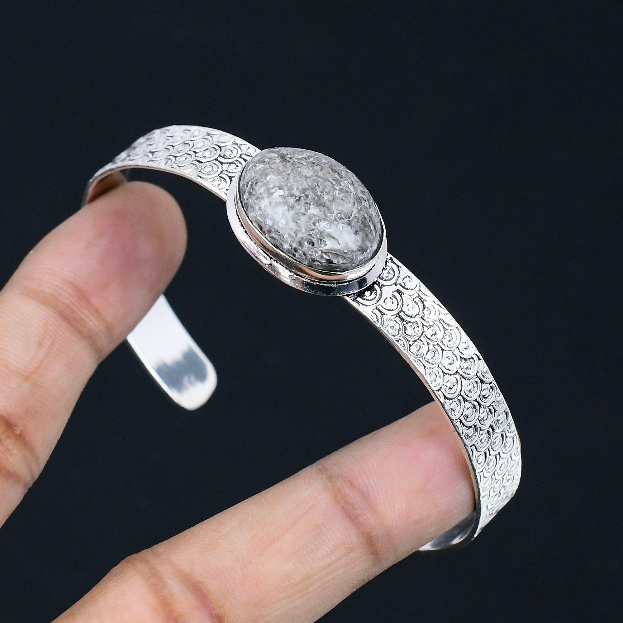 

Daughters Day Deal 925 Sterling Silver Root Chakra Natural Stingray Coral Bangle Adjustable