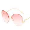 Gradient Fashion Sun Glasses Brand Designer Irregular Round Sunglasses Metal Curved Temples Female Rimless Oculos De Sol