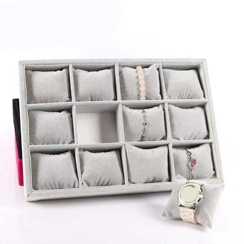 Plush Watch Display Trays Featuring 12 Grids For Organized Jewelry Presentation Luxury Flannel Jewelry Display Box