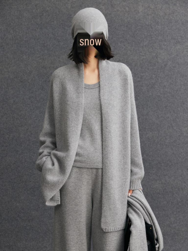 2026 Autumn/Winter Women's V-Neck Cashmere Cardigan: Elegant Mid-length, Slimming Outerwear