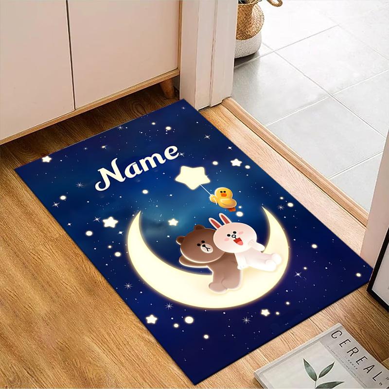 Custom Name Love Cony Brown Forever Rug for Living Room, Game Rooms, Office, Bedroom, Floor Mat Playful Design, fan gifts Christmas decor