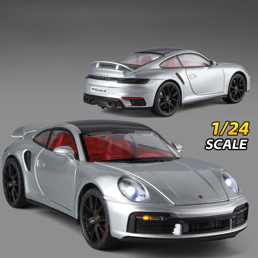 AABKO1 1/24 Porsche 911 Turbo S Supercar Alloy Die Cast Toy Car Model Sound and Light Children's Toy Collectibles Birthday gift