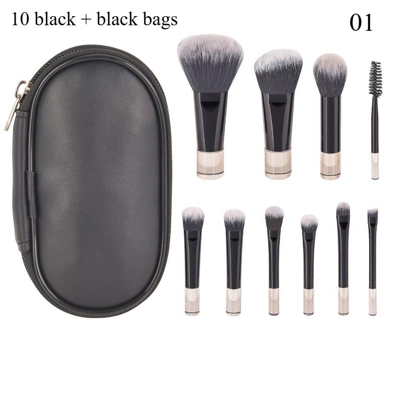 1Pc Makeup brush set ten kinds of cosmetics short handle portable makeup brush set and one makeup bag