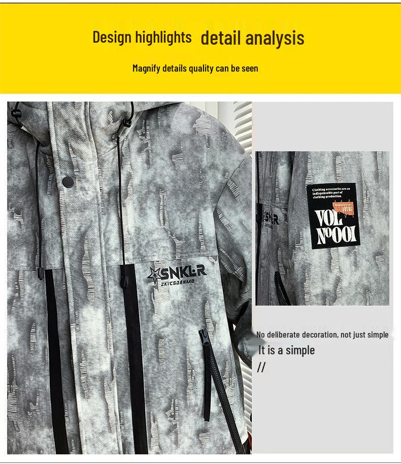 Men's Fleece-Lined Hooded Workwear Jacket - Autumn/Winter 2025 Trend, Windbreaker, High-End Feel, Loose Fit.