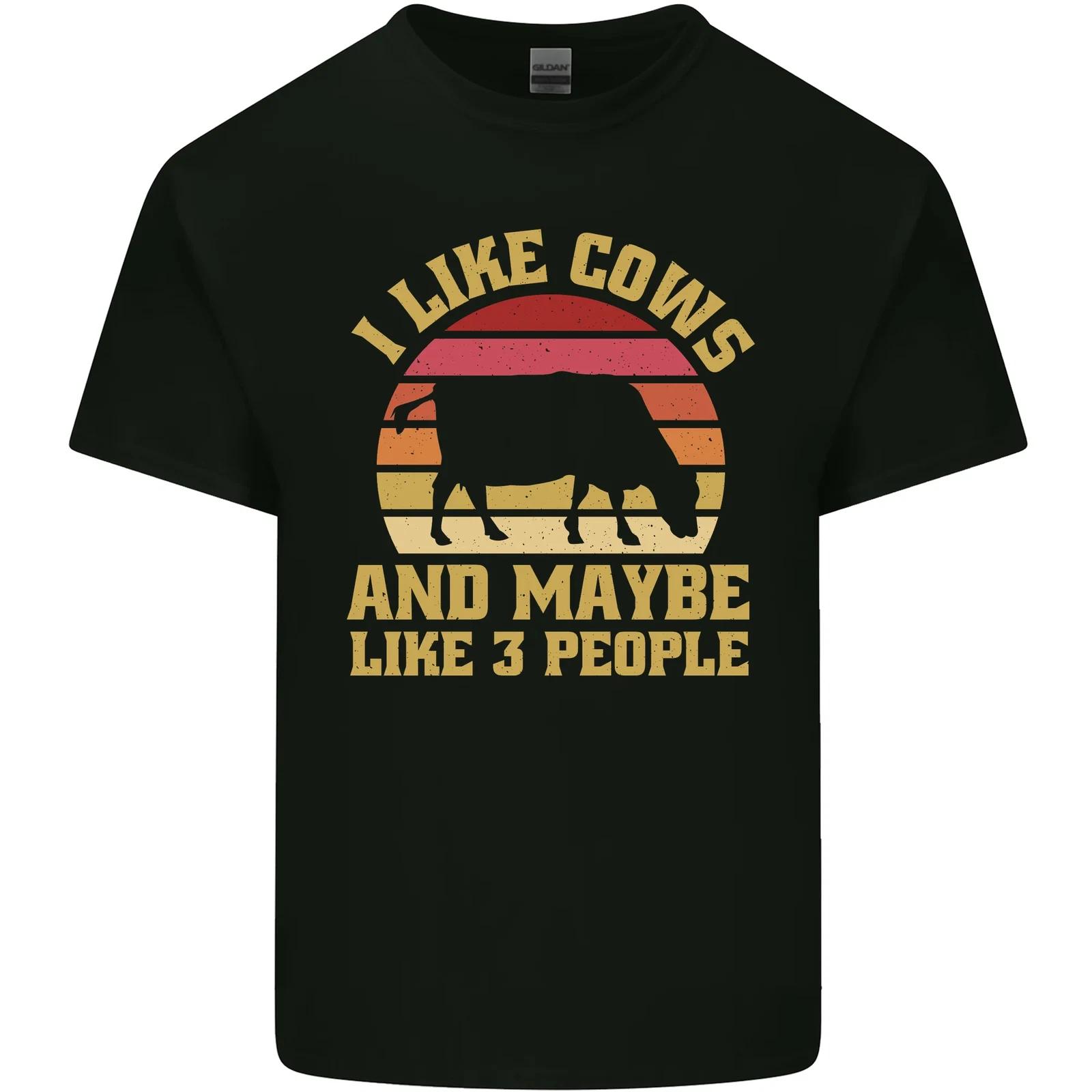 I Like Cows & 3 People Funny Sarcastic Slogan Kids T-Shirt Childrens 3XL