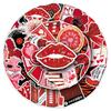 50Pcs Cartoon Y2K Red Graffiti Sticker Trend Ins Style Decorative Stationery Water Cup Notebook Skateboard Kids Gift Sticker