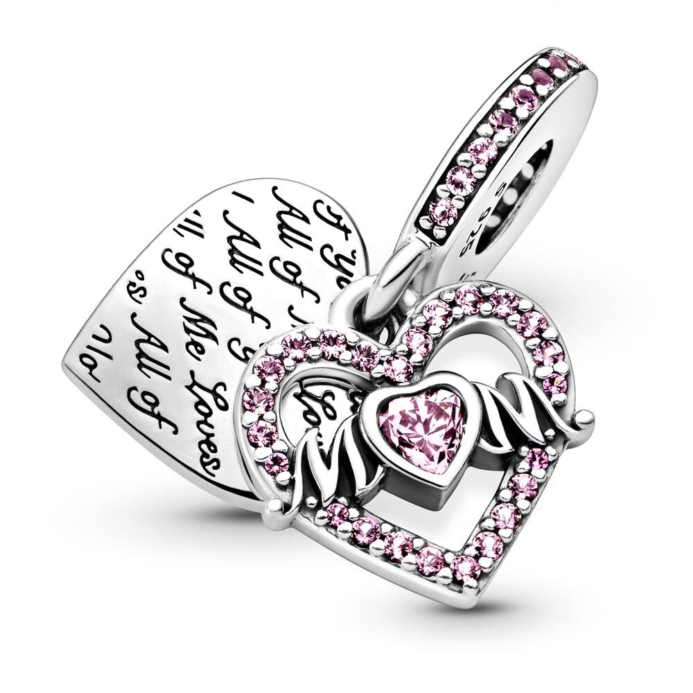 New  S925 Silver Camping Night Sky Heart Shape Pendants Fit For Couples Bracelet Nacklace Jewelry Gift DIY Making