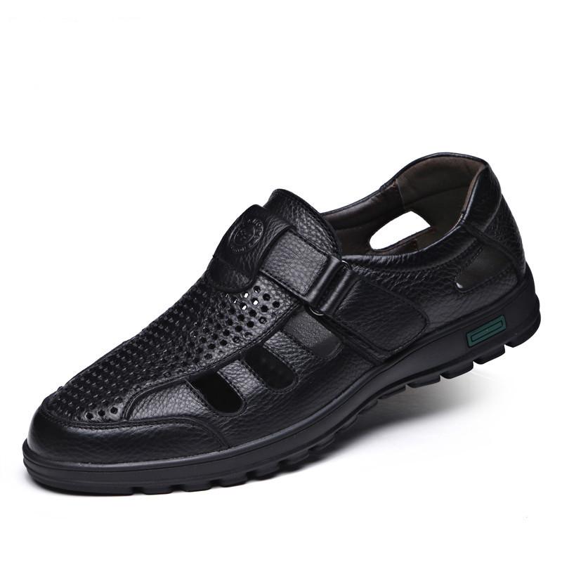 High Quality Men's Sandals Genuine Leather Dad Shoes Thick Bottom Non-slip Casual Sandals Outdoor Men Beach Shoes Large Size 47