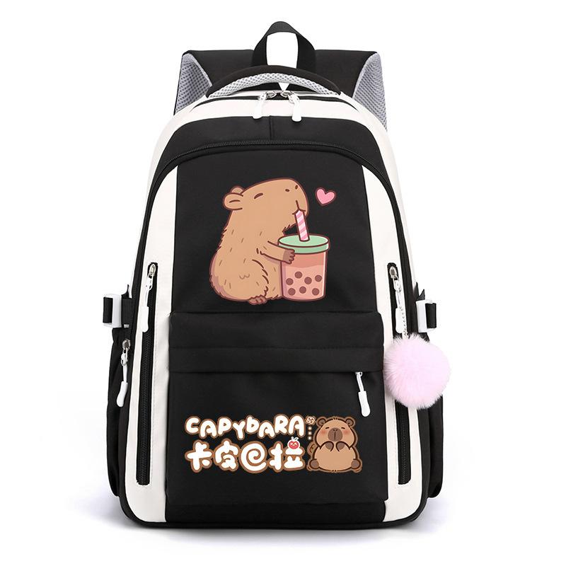 Trendy kapibara creative cartoon printing cute emoji bag for primary and secondary school students to reduce the burden of spine protection schoolbag
