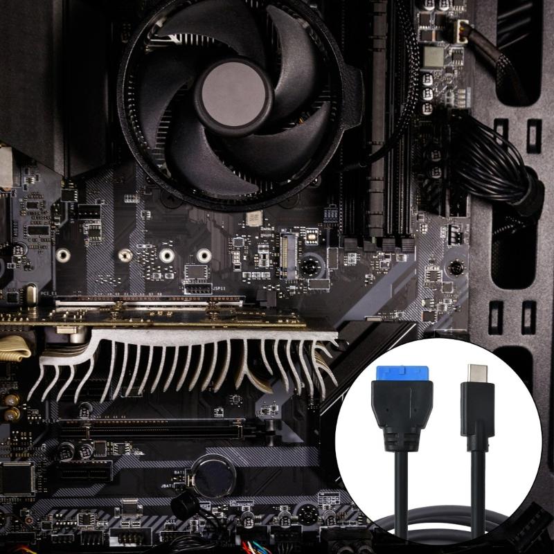 USB C Extension Data Cable 5Gbps Type C Male To IDC20P Female Front Panel Header Adapter Cord Flexible Replacement
