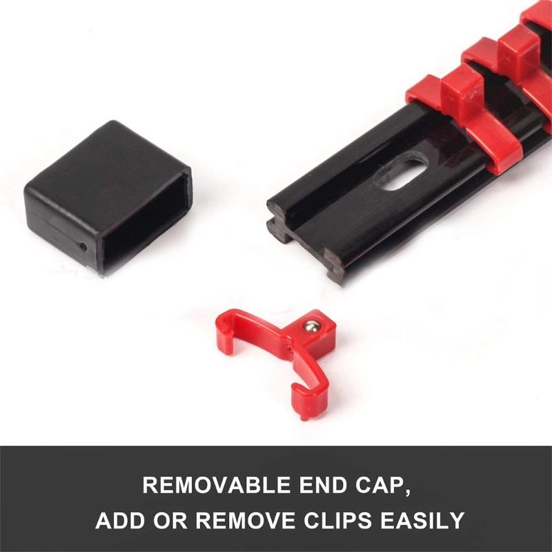 6Pcs ABS Socket Wrenchs Holder Adjustable Finisher 1/4 3/8 1/2 Storage Mountable Sliding Stand Sleeve Holder Rail Rack