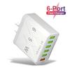 65W QC3.0 6-Port USB Fast Charger for Mobile Phones - US/EU/UK Standard