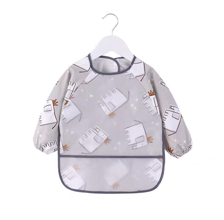 

Waterproof and Anti Fouling Short Sleeve Baby Bibs Apron Cute Cartoon Washcloth Feeding Bib Rice Bag Soft Burp Cloth For Boy Gir 100 size серый