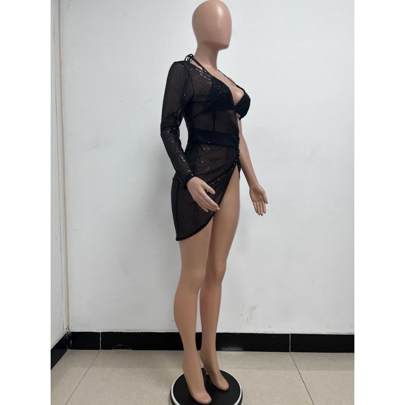 Women's Summer Fashion New Nightclub Hottie Backless Long Sleeved Dress