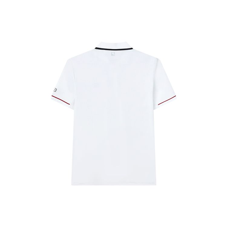 FILA Athletics Letter Logo Print Athletic Tennis Slim Fit Knitted Polo Shirt Men Polo Shirts Jade-White A11M213104FWT