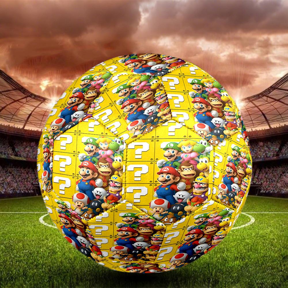 Super Mario Print Size 5 Soccer Ball, Standard Match Football for Sports Game and Team Practice, Ideal Gift for Soccer Fans