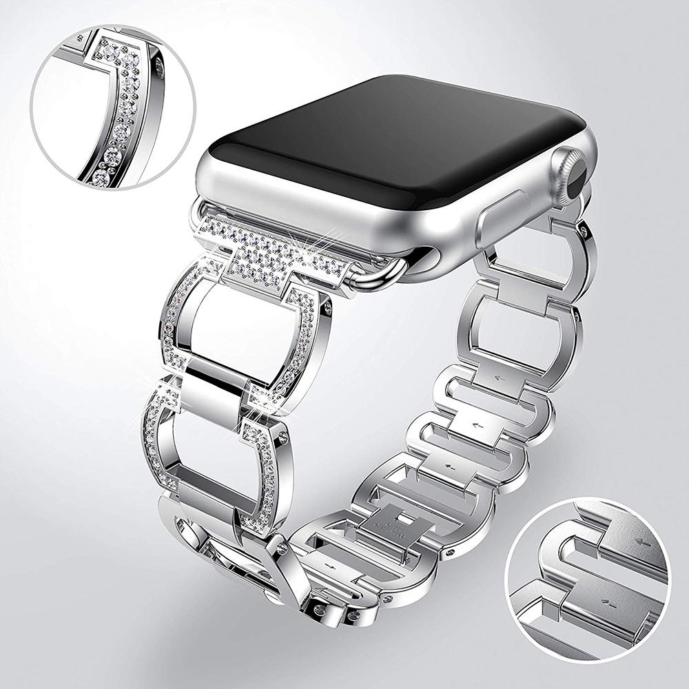 Luxury Metal Diamond Bracelet for Apple Watch Band 49 44 41 42mm for Iwatch 8 7 SE 6 5 4 3 38 45 40mm Stainless Steel Strap Smartwatch Accessories