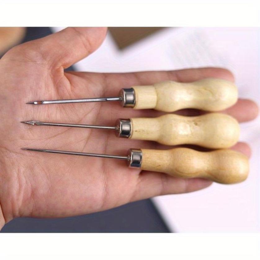 1 Pcs Solid Wood Round Hole Cone With Hook Drill Needle With Hole Shoe Cone DIY Handmade Leather Shoe Cone Tool