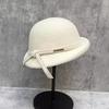 Styling Dome Woolen Top Hat Women'S French Elegant Versatile Thousand Gold Hat Basin Hat Bow Fisherman Hat