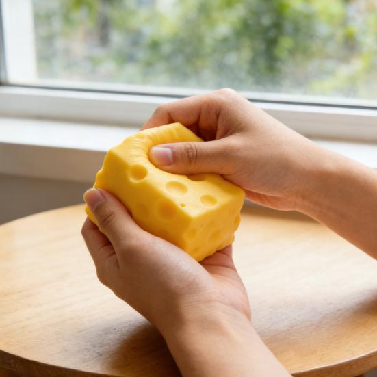 Gelber Käse Quetschspielzeug Weiches Langsam Aufgehendes Fidget Spielzeug zur Stressbewältigung Neuheit