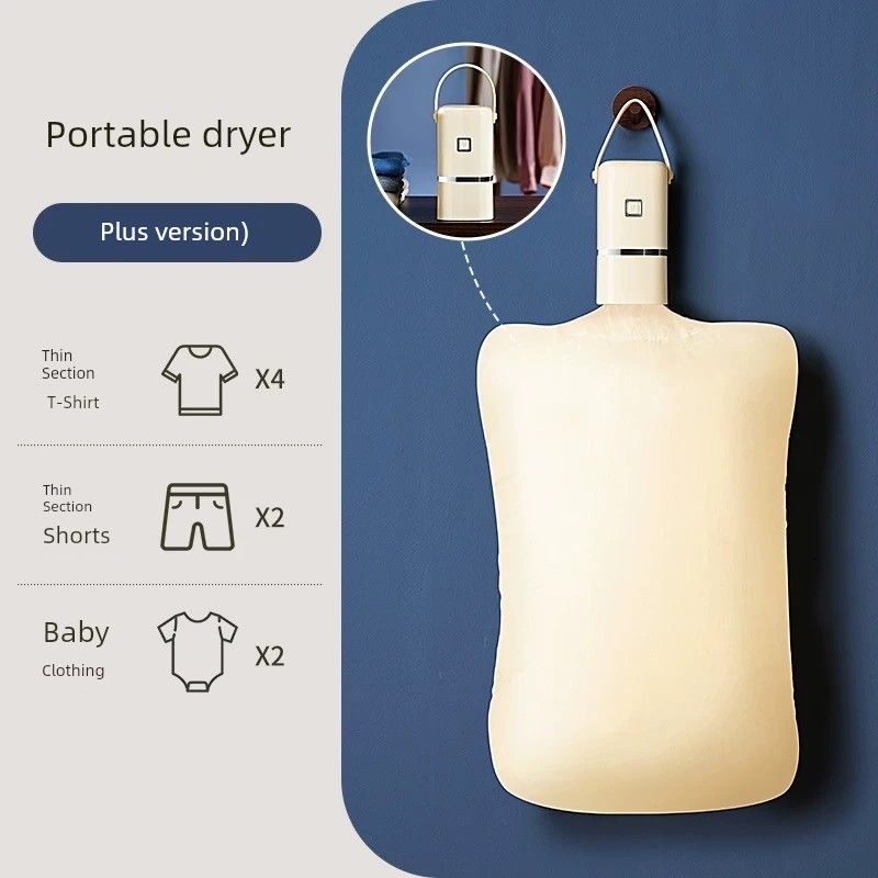 

Travel Pocket Portable Mini Dryer Foldable Household Underwear and Socks Dryer Device for Dormitory Small Size Plus Version [Uv Disinfection + Large Cloth Bag]