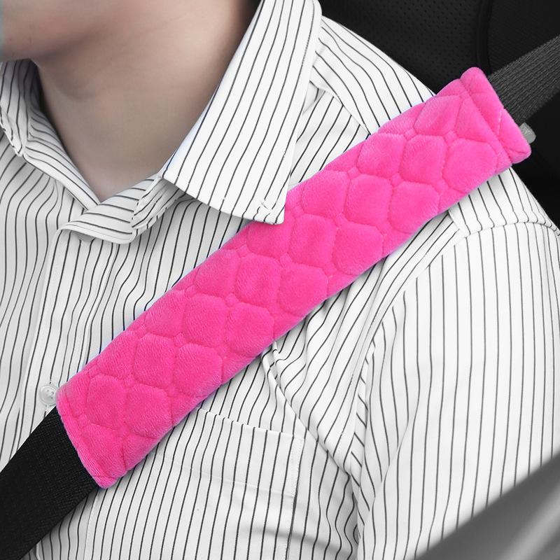 Plush Shoulder Guard for Car Seat Belts - Extended Length, Solid Color Velvet - Child Safety Strap Cover
