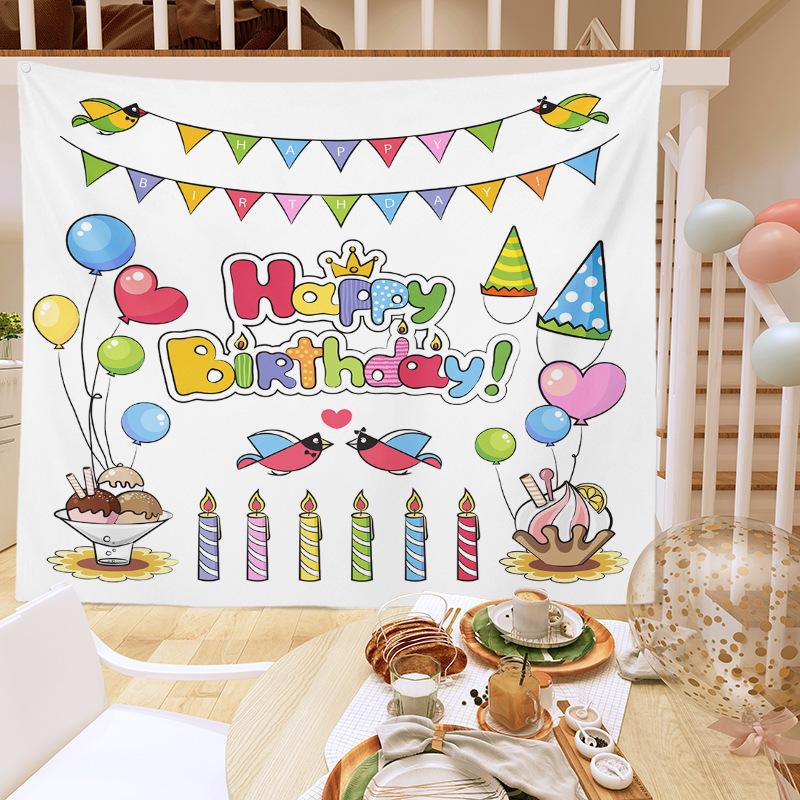 Birthday Party Decoration Tapestry Photo Background Cloth Ins Hanging Cloth Children's Meeting Scene Arrangement Background Wall Photo