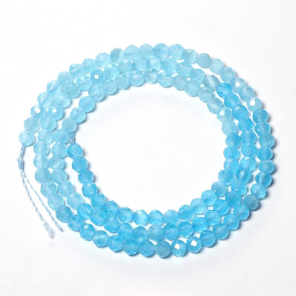 Perles rondes en pierre de cristal œil de chat, 1 brin de 2mm 3mm, dégradé à facettes, pour la fabrication de bijoux, artisanat fait à la main(Taille:2 mm environ 190 pièces 3 mm environ 124 pièces)