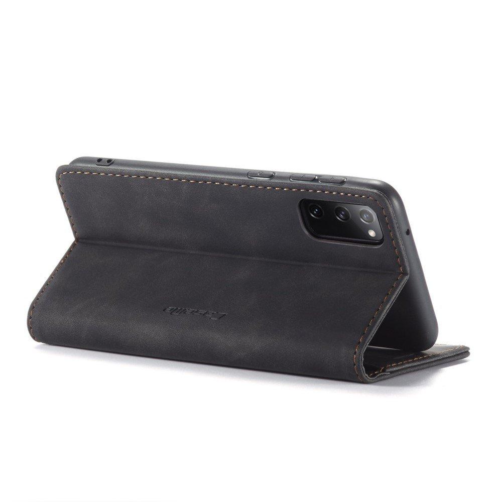 CASEME Case for Samsung Galaxy S20 FE, Leather Wallet Case, Black