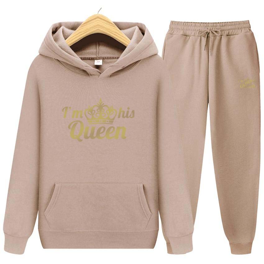 Pánské soupravy I'm His Queen Mikina s potiskem Sportovní souprava 2dílná souprava Unisex Mikiny s kapucí Fleecová mikina+kalhoty Souprava Mikina s kapucí Sportovní oblečení