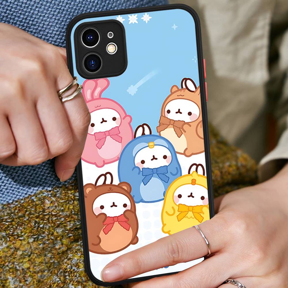 Cartoon Cute M-Molang For IPhone 16 15 14 Plus 13 12 11 Pro Max X XS MAX Translucent Matte Shockproof Cover