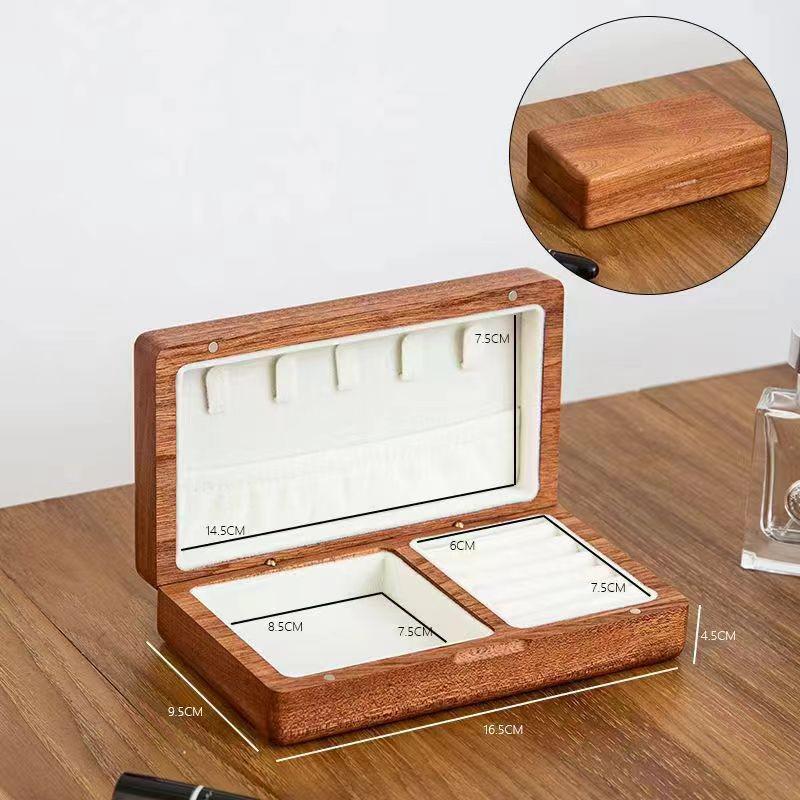 Boîte à Bijoux en Bois Massif Noyer Noir - Boîte Souvenir pour Bague, Montre, Collier avec Couvercle à Rabat