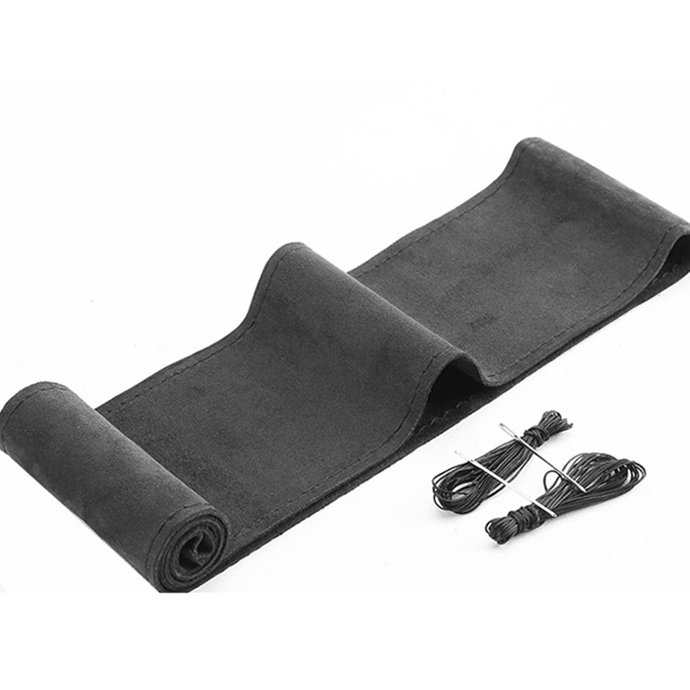 Suede Cowhide DIY Hand Sewn Car Steering Wheel Covers Auto Steering Wheel Protector Fashion Non-slip 38cm Car Accessories