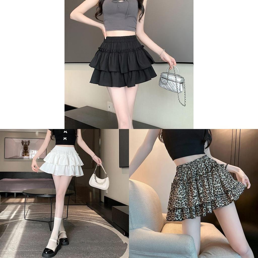 Leopard Print High Waist Mini Skirt With Pleated Design For Summer Fashion