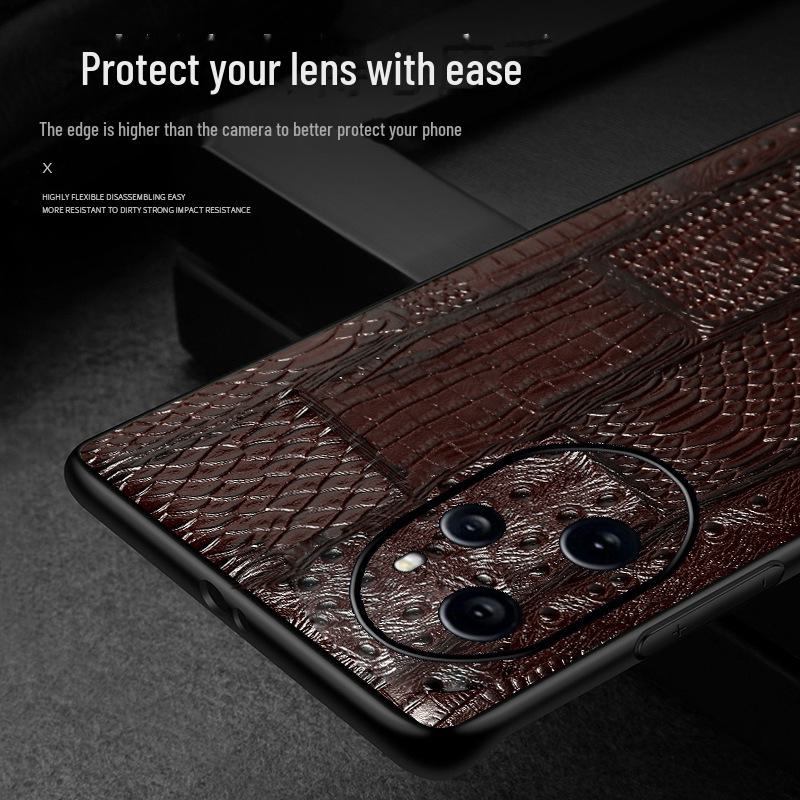 Honor 60 Series Genuine Leather Protective Case - Cowhide Grain All-Inclusive High-End Cover