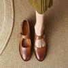 Fashion 2024 New Genuine Leather Low Heel Mary Jane Shoes Spring Women Shoes Chunky Heel Round Toe Shoes Women Pumps Retro loafers