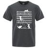 Cotton T Shirt Printed Cat Playing Staves Funny T-shirts for Men Summer Short Sleeve Top Tee Shirts Casual Basic Mens T-shirt