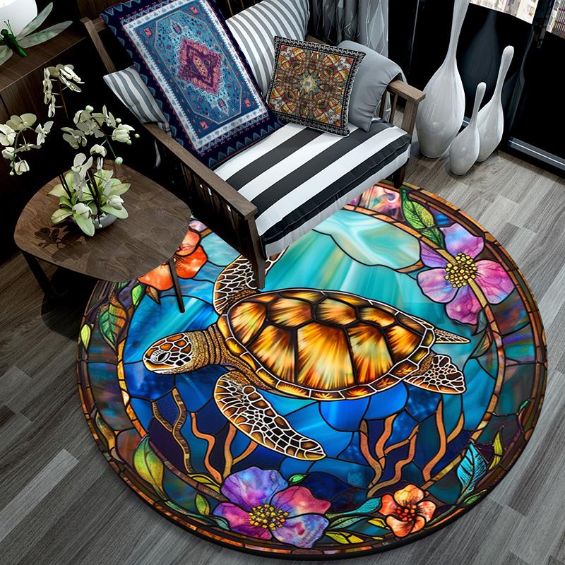 Cartoon Print Round Area Rug,Carpet Rug for Living Room Bedroom Sofa Playroom Decor,Non-slip Floor Mat