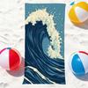 Retro Great Wave Beach Towel Japanese Ocean Art Print Quick Dry Sandproof Absorbent Towel for Beach Pool Travel Vacation