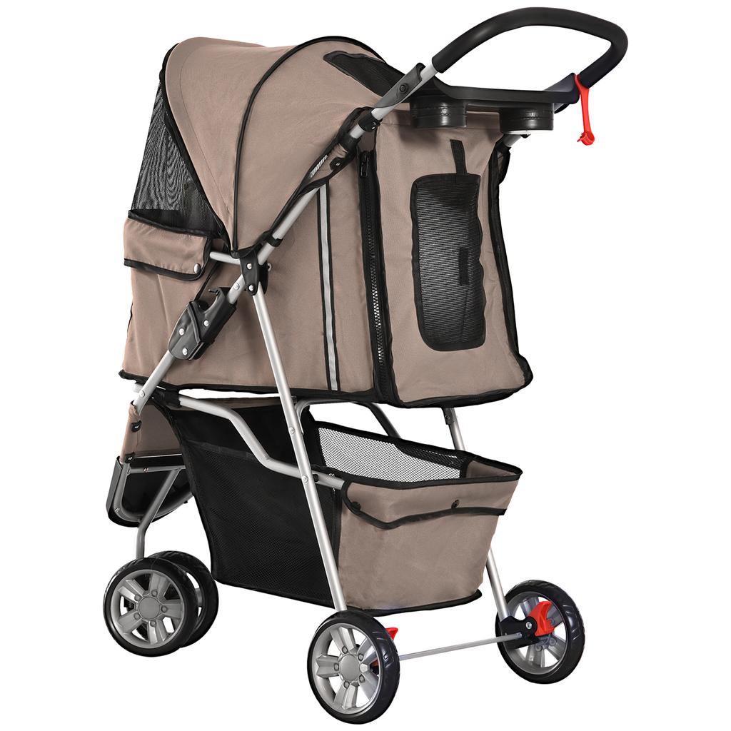 3 Wheel Pet Stroller for Small and Miniature Dogs, Brown