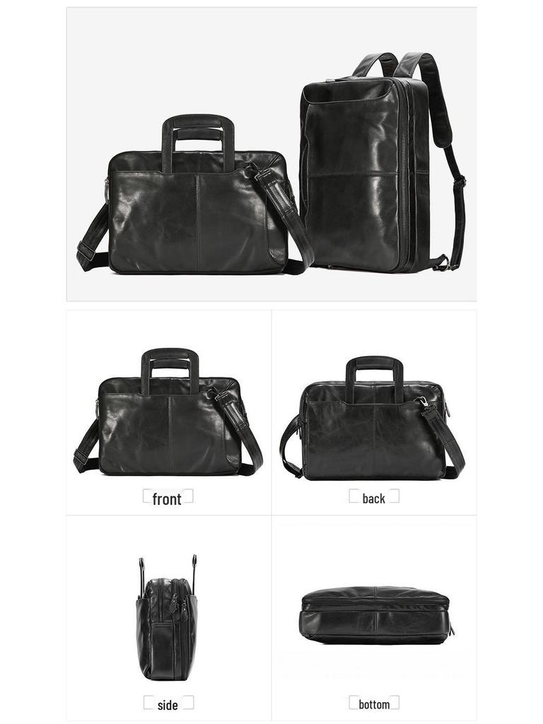 Convertible Genuine Leather Travel Bag with Hidden Straps, Expandable Large Capacity, Multifunctional for Casual Use