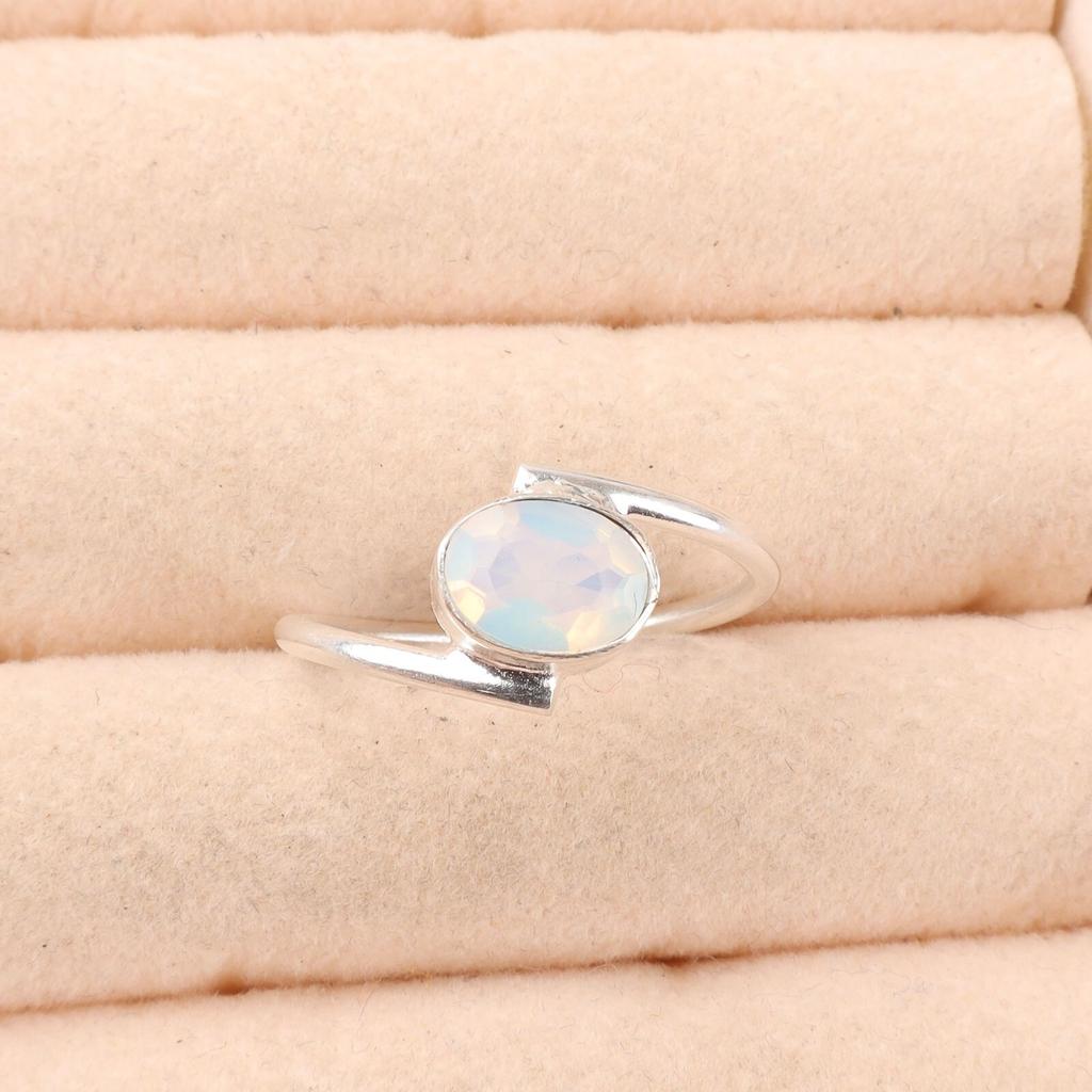 Milky Opal Gemstone 925 Sterling Silver Jewelry Handmade Ring Gift For Wedding RR-31-18