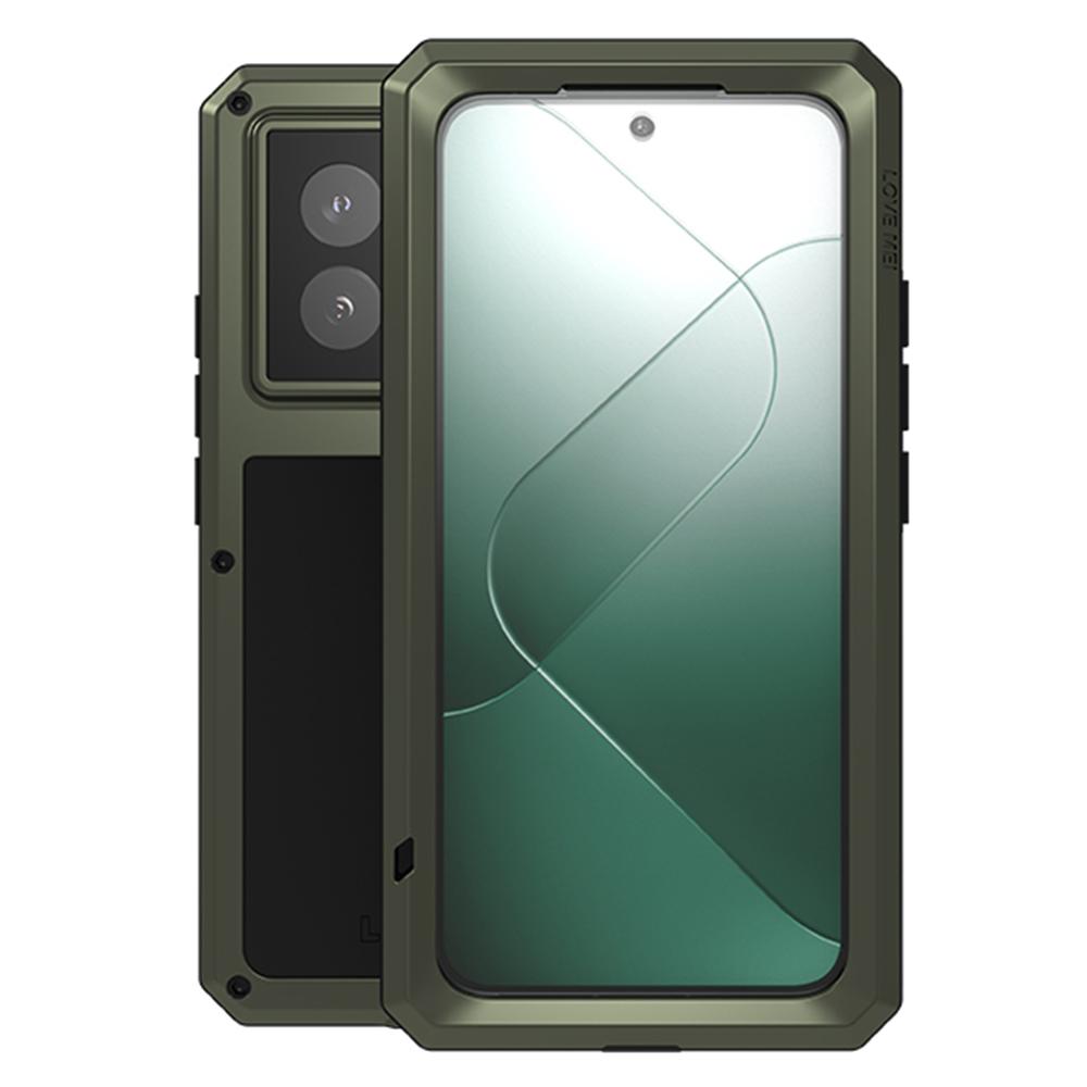 LOVE MEI For Xiaomi 14 Pro Case with Tempered Glass Film Metal+Silicone Rugged Phone Cover
