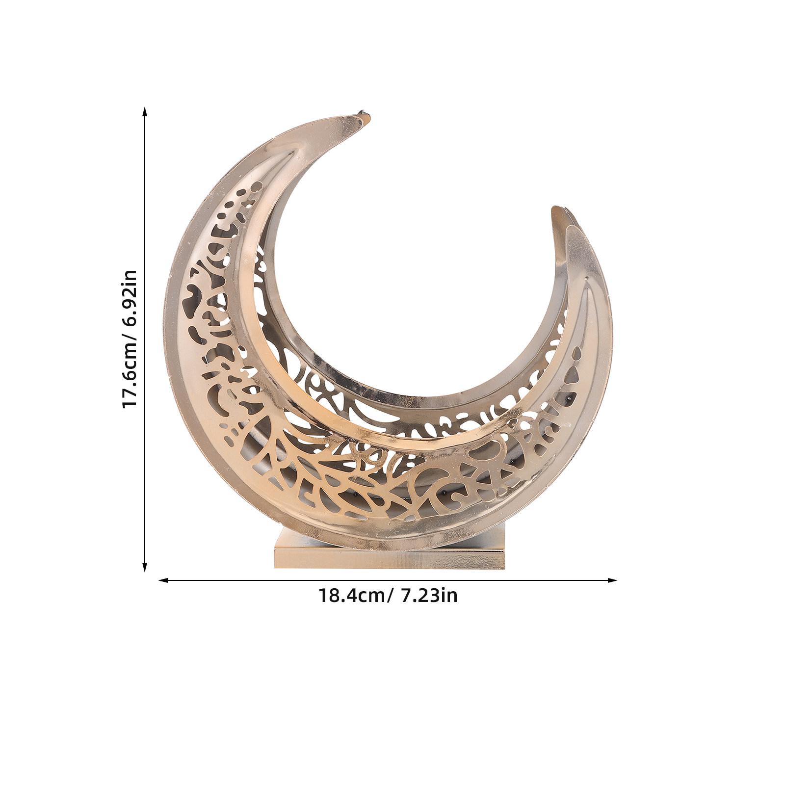 

Ramadan Eid Plate Moon Shaped Metal Tray Decorative Basket Fruit Serving Tray Candy Dish Pastry Dessert Holder Muslim Mubarak золотистый